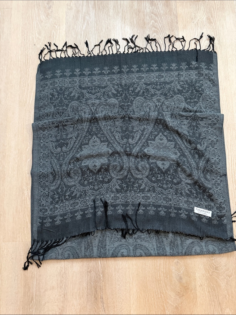 Black and grey Paisley Pattern pashmina